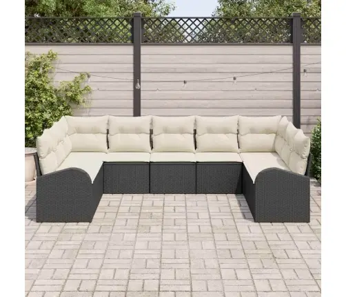 9 Gabalu Dārza Dīvānu Komplekts Ar Spilveniem Melnā Poli Rotangpalmas Vidaxl