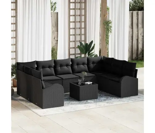 10 Gabalu Dārza Dīvānu Komplekts Ar Spilveniem, Bēša Poli Rotangpalma Vidaxl