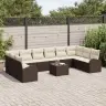 Sodo Sofų Rinkinys Su Pagalve 11 Pcs Ruda Ir Grietinėlė Sodo Sofų Rinkinys Su Pagalve 11 Pcs Ruda Ir Grietinėlė