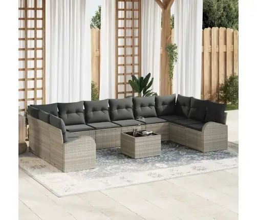 11 Daļu Dārza Dīvānu Komplekts Ar Spilveniem Pelēks Poli Rotangpalma Vidaxl 11 Daļu Dārza Dīvānu Komplekts Ar Spilveniem Pelēks Poli Rotangpalma Vidaxl