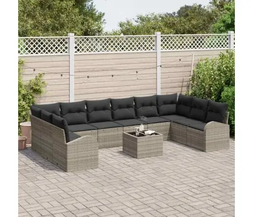 11 Daļu Dārza Dīvānu Komplekts Ar Spilveniem Pelēks Poli Rotangpalma Vidaxl 11 Daļu Dārza Dīvānu Komplekts Ar Spilveniem Pelēks Poli Rotangpalma Vidaxl