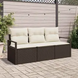 Dārza Dīvānu Komplekts Ar Spilvenu 3 Pcs Brūns Un Krēma Vidaxl