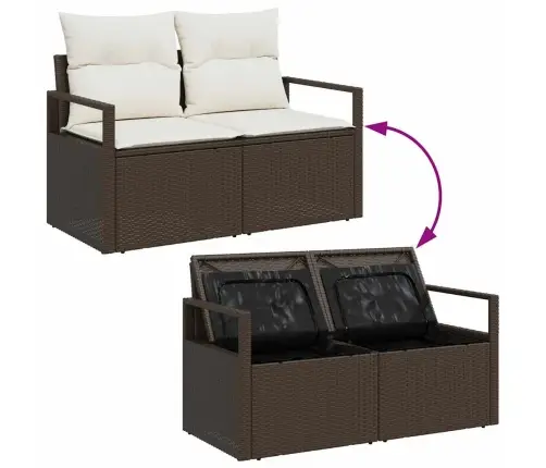 Aia Diivanikomplekt Padjaga Ladustamisega 3 Pcs Pruun Ja Kreem