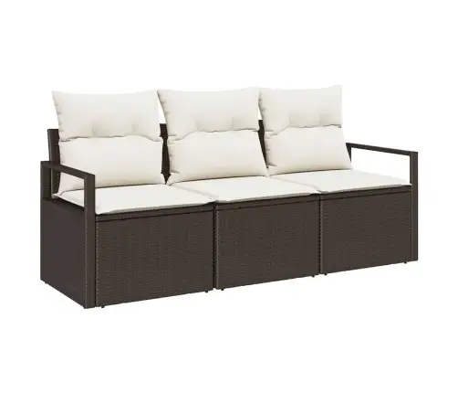 Aia Diivanikomplekt Padjaga Ladustamisega 3 Pcs Pruun Ja Kreem