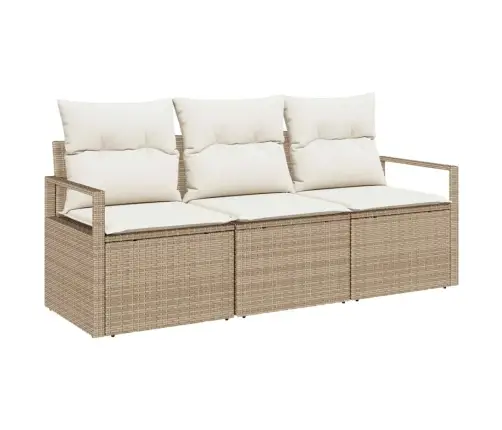 3 Daļu Dārza Dīvāna Komplekts Ar Spilveniem Bēšā Polyratānā Vidaxl