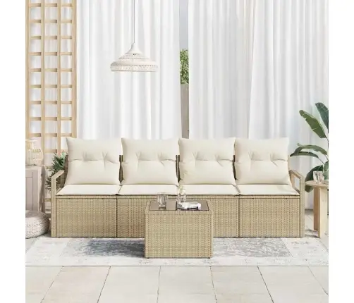Sodo Sofų Rinkinys 5 Pcs Bežinė Ir Kreminė 55 X 55 X 37 Cm