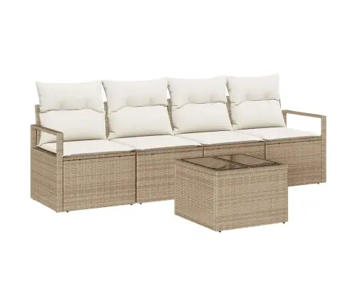 Sodo Sofų Rinkinys 5 Pcs Bežinė Ir Kreminė 55 X 55 X 37 Cm