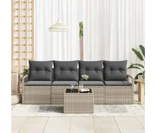 5 Daļu Dārza Dīvānu Komplekts Ar Spilveniem, Gaiši Pelēks, Polirātnas Vidaxl 5 Daļu Dārza Dīvānu Komplekts Ar Spilveniem, Gaiši Pelēks, Polirātnas Vidaxl