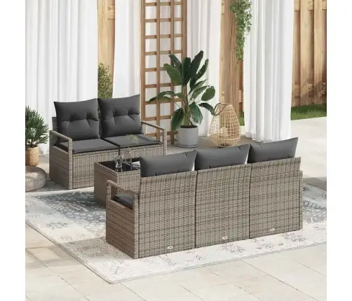 Sofos Komplektas Su Pagalve Su Saugykla 6 Pcs Pilka Poliratanas