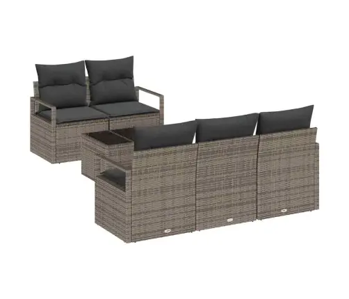 Sofos Komplektas Su Pagalve Su Saugykla 6 Pcs Pilka Poliratanas