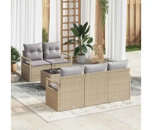 6 Daļu Dārza Dīvānu Komplekts Ar Bēšiem Spilveniem Vidaxl