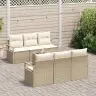 Sodo Sofų Rinkinys Su Pagalve 7 Pcs Bežinė Ir Kreminė