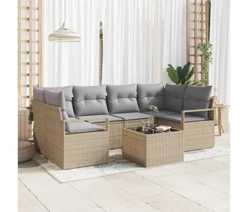 Sodo Sofų Rinkinys 7 Pcs Bežinė Ir Pilka 55 X 55 X 37 Cm Sodo Sofų Rinkinys 7 Pcs Bežinė Ir Pilka 55 X 55 X 37 Cm