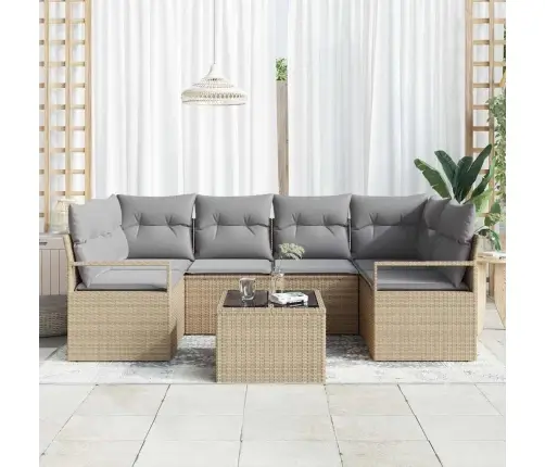 Sodo Sofų Rinkinys 7 Pcs Bežinė Ir Pilka 55 X 55 X 37 Cm Sodo Sofų Rinkinys 7 Pcs Bežinė Ir Pilka 55 X 55 X 37 Cm