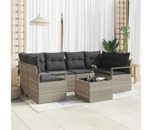 7 Daļu Dārza Dīvānu Komplekts Ar Spilveniem - Gaiši Pelēks, Polipiegliens Vidaxl 7 Daļu Dārza Dīvānu Komplekts Ar Spilveniem - Gaiši Pelēks, Polipiegliens Vidaxl