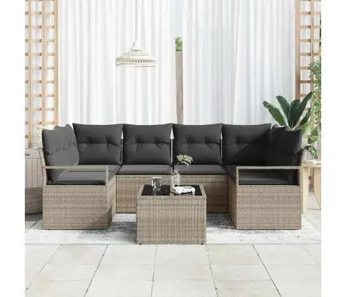 7 Daļu Dārza Dīvānu Komplekts Ar Spilveniem - Gaiši Pelēks, Polipiegliens Vidaxl 7 Daļu Dārza Dīvānu Komplekts Ar Spilveniem - Gaiši Pelēks, Polipiegliens Vidaxl