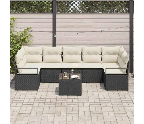8 Daļu Dārza Dīvānu Komplekts Ar Spilveniem Melnā Poliratanā Vidaxl