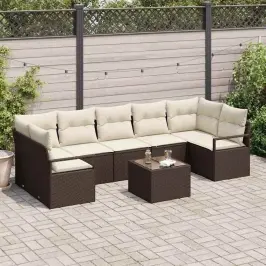 Dārza Dīvānu Komplekts 8 Pcs Brūns Un Krēma 55 X 55 X 37 Cm Vidaxl