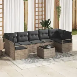 Dārza Dīvānu Komplekts Ar Spilvenu 8 Pcs Pelēka 55 X 55 X 37 Cm Vidaxl