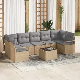 Sodo Sofų Rinkinys 8 Pcs Bežinė Ir Pilka 55 X 55 X 37 Cm