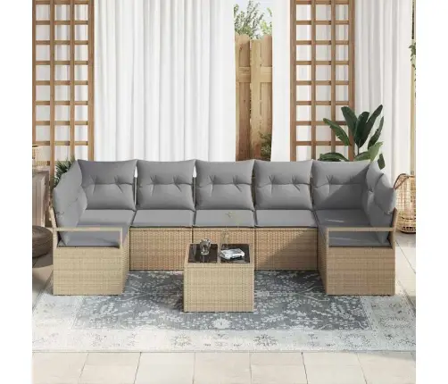 Sodo Sofų Rinkinys 8 Pcs Bežinė Ir Pilka 55 X 55 X 37 Cm Sodo Sofų Rinkinys 8 Pcs Bežinė Ir Pilka 55 X 55 X 37 Cm