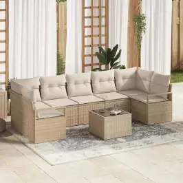 Dārza Dīvānu Komplekts 8 Pcs Bēšs Un Krēms 55 X 55 X 37 Cm Vidaxl