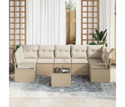 Dārza Dīvānu Komplekts 8 Pcs Bēšs Un Krēms 55 X 55 X 37 Cm Vidaxl