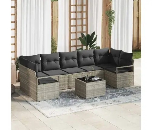 8 Gabalu Dārza Dīvānu Komplekts Ar Spilveniem, Gaiši Pelēkā Poliratānā Vidaxl