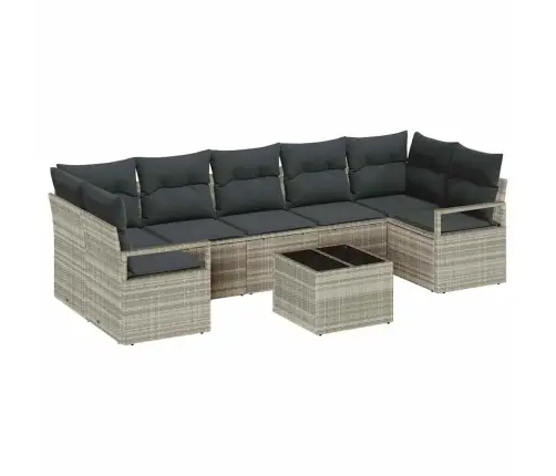 8 Gabalu Dārza Dīvānu Komplekts Ar Spilveniem, Gaiši Pelēkā Poliratānā Vidaxl