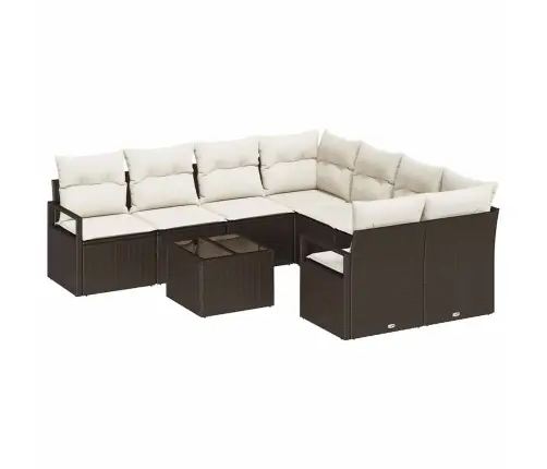 Sofos Komplektas 9 Pcs Ruda Ir Grietinėlė Poliratanas