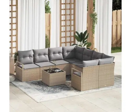 Sodo Sofų Rinkinys 9 Pcs Bežinė Ir Pilka 55 X 55 X 37 Cm