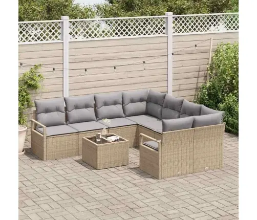 Sodo Sofų Rinkinys 9 Pcs Bežinė Ir Pilka 55 X 55 X 37 Cm