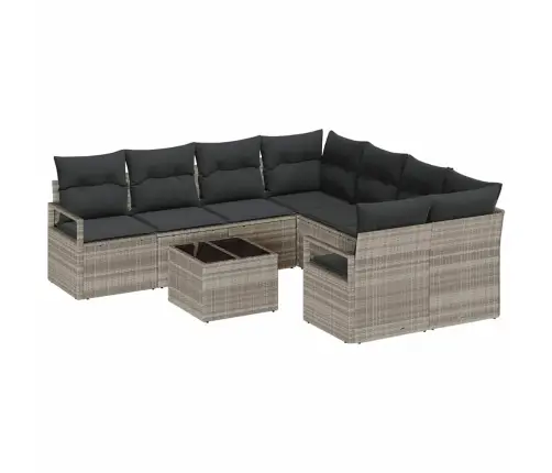 9 Daļu Dārza Dīvāna Komplekts Ar Spilveniem, Gaiši Pelēks Poliratan Vidaxl