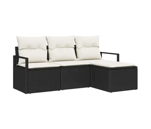 4 Daļu Dārza Dīvānu Komplekts Ar Spilveniem Melnā Poli Rotangpalmas Vidaxl