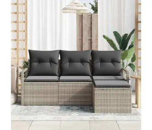 Sodo Sofų Rinkinys Su Pagalve Su Saugykla 4 Pcs Šviesiai Pilka