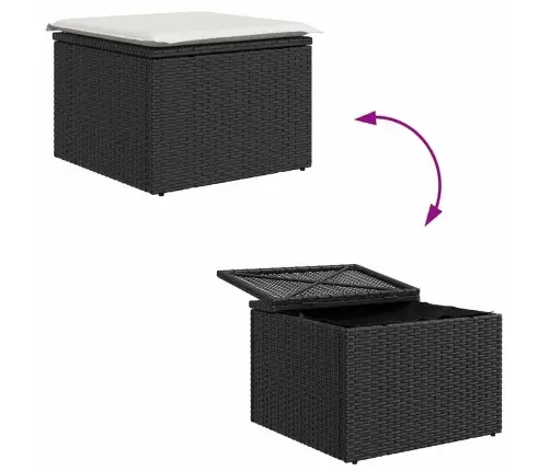 Sodo Sofų Rinkinys Su Pagalve 5 Pcs Juoda Ir Kreminė Sodo Sofų Rinkinys Su Pagalve 5 Pcs Juoda Ir Kreminė