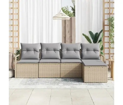 Diivanikomplekt Padjaga 5 Pcs Beež Ja Heledhall Polürotang