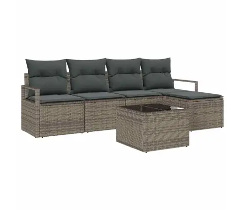 5 Daļu Dārza Dīvānu Komplekts Ar Spilveniem Melns Poli Ratans Vidaxl