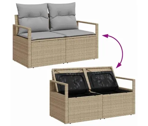 Sodo Sofų Rinkinys Su Pagalve 6 Pcs Bežinė Ir Šviesiai Pilka