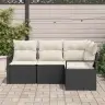 Sodo Sofų Rinkinys Su Pagalve 4 Pcs Juoda Ir Kreminė