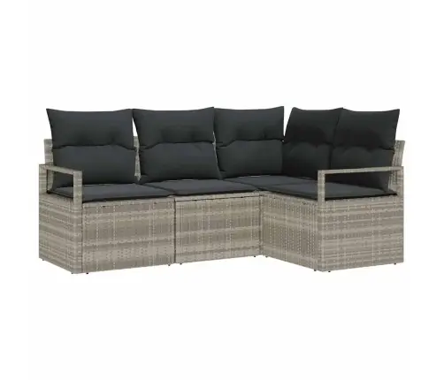 Sodo Sofų Rinkinys Su Pagalve Su Saugykla 4 Pcs Šviesiai Pilka