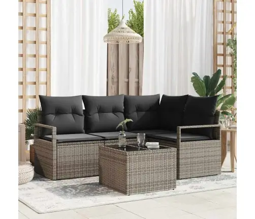 Dārza Dīvānu Komplekts Ar Spilvenu 5 Pcs Gaiši Pelēks Vidaxl