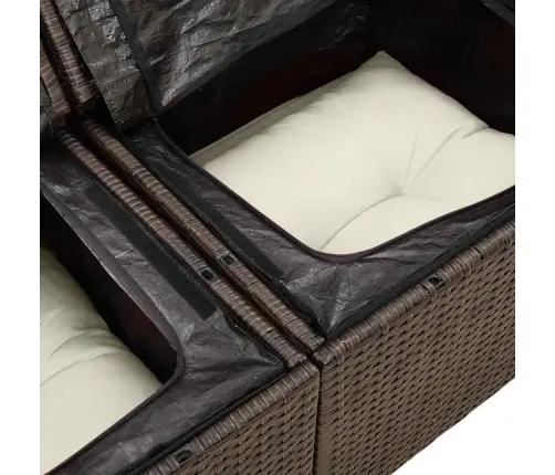 Sodo Sofų Rinkinys Su Pagalve 5 Pcs Ruda Ir Grietinėlė