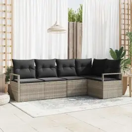 Dārza Dīvānu Komplekts Ar Spilvenu 5 Pcs Gaiši Pelēks Vidaxl