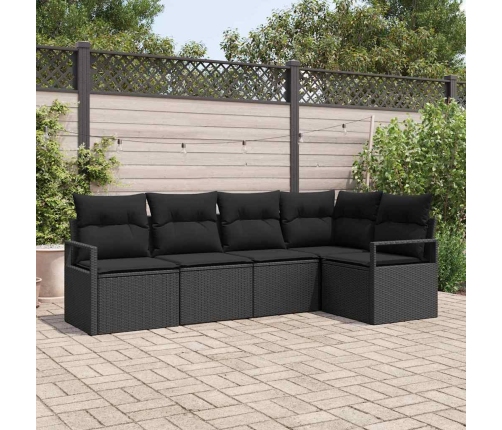 Sodo Sofų Rinkinys Su Pagalve Su Saugykla 5 Pcs Juoda