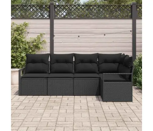 Diivanikomplekt Padjaga Ladustamisega 5 Pcs Must Polürotang