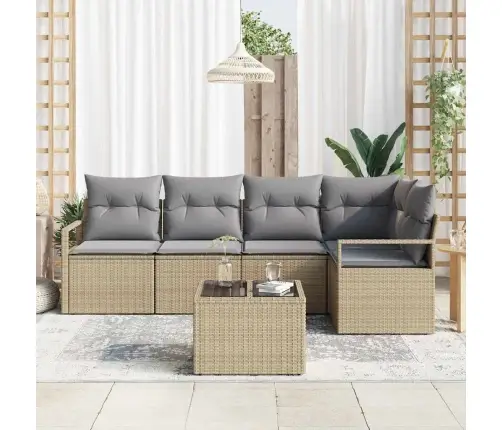 6 Daļu Dārza Dīvanu Komplekts Ar Spilveniem Melnā Poli Rotangpalmas Vidaxl