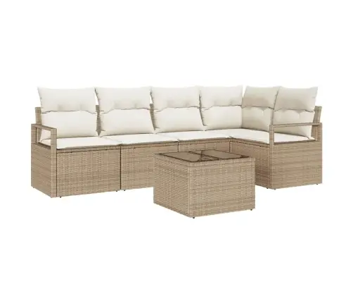 Sodo Sofų Rinkinys Su Pagalve 6 Pcs Bežinė Ir Kreminė