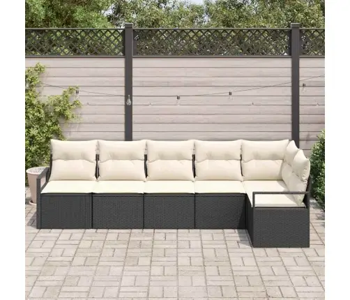 Diivanikomplekt Padjaga 6 Pcs Must Ja Kreem Polürotang