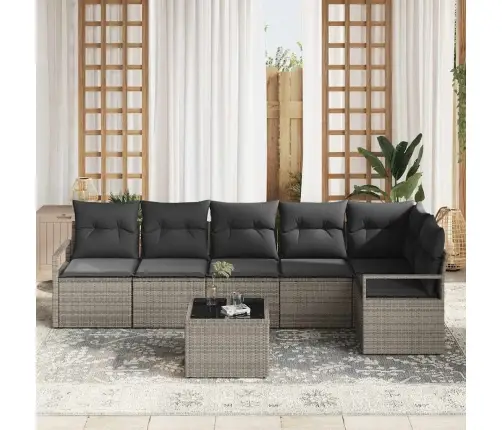 6 Gabalu Dārza Dīvānu Komplekts Ar Spilveniem Melnā Poli Rotangpalmas Vidaxl